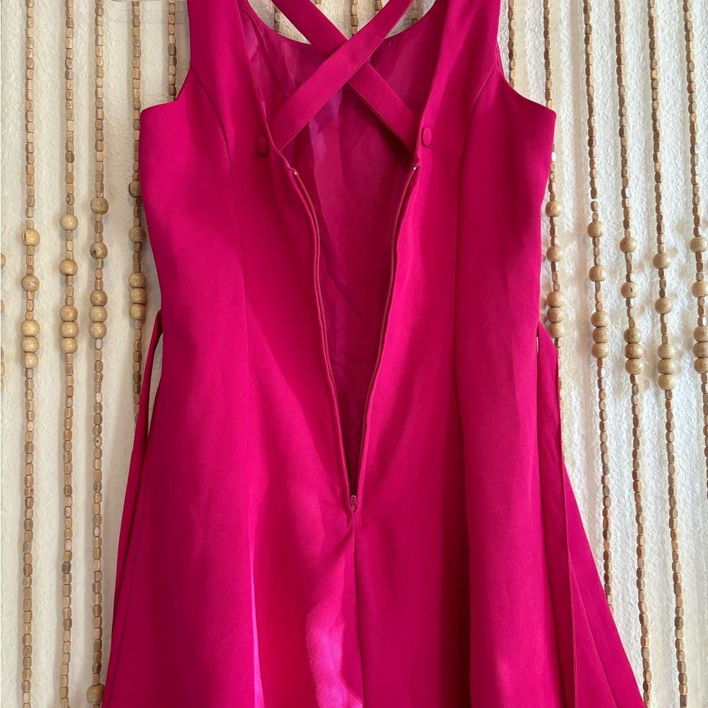 Vintage Rampage Y2K Bright Pink Feminine Fit Flare Tank Goint Out Summer Dress - Picture 4 of 5